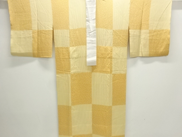 JAPANESE KIMONO / HITOE JUBAN / SILK / CHECKERED & STRIPE & SAKURA